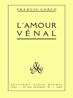 cover image of L'Amour vénal